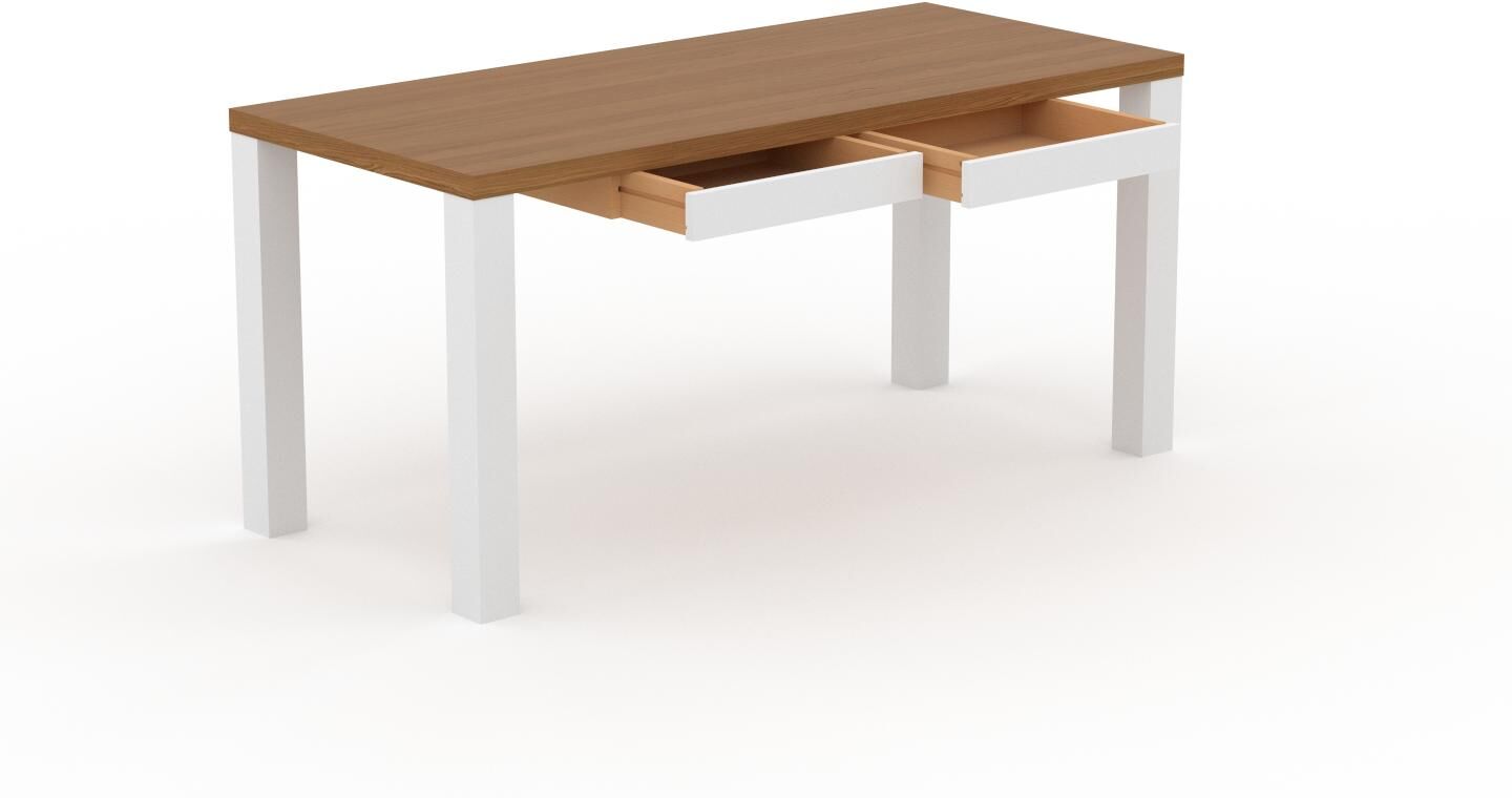 MYCS Bureau - Chêne, moderne, table de travail, avec tiroir Blanc - 160 x 76 x 70 cm, modulable MYCS Bureau - Chêne, moderne, table de travail, avec tiroir Blanc - 160 x 76 x 70 cm, modulable