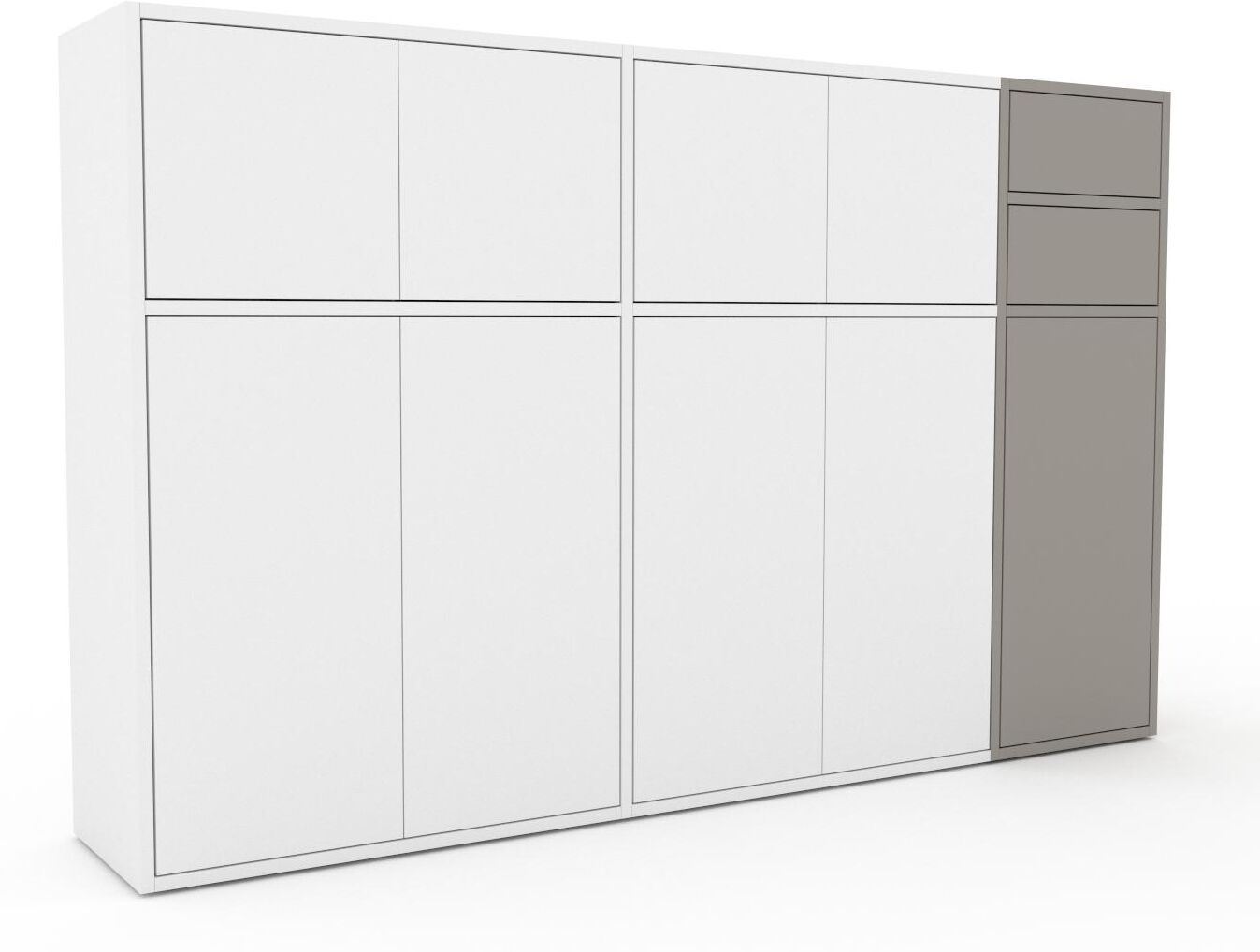 MYCS Enfilade - Blanc, design, buffet, avec porte Blanc et tiroir Gris sable - 190 x 118 x 35 cm