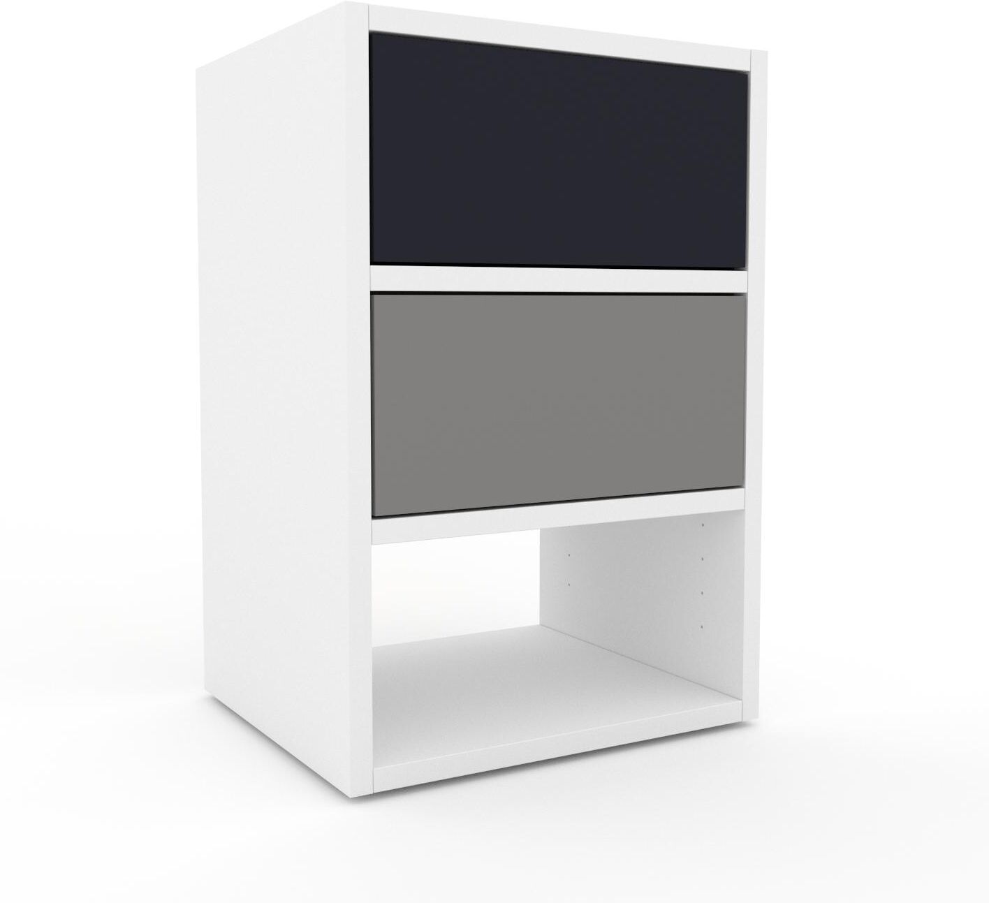 MYCS Table de chevet - Blanc, contemporaine, table de nuit, avec tiroir Gris - 41 x 61 x 35 cm, modulable MYCS Table de chevet - Blanc, contemporaine, table de nuit, avec tiroir Gris - 41 x 61 x 35 cm, modulable