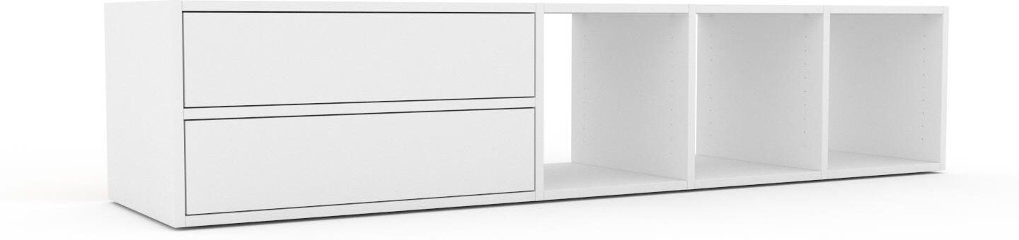 MYCS Meuble TV - Blanc, contemporain, meuble hifi, multimedia raffiné, avec tiroir Blanc - 193 x 41 x 47 cm, configurable