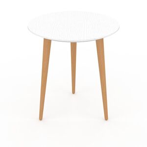 MYCS Table basse - Blanc, ronde, design scandinave, petite table pour salon élégante - 40 x 43 x 40 cm, personnalisable - Publicité
