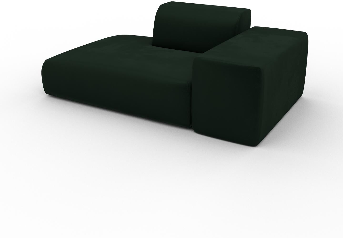 MYCS Canapé Velours - Vert Sapin, forme arrondie, canapé bas et profond pour salon, en tissu sans pieds - 182 x 72 x 107 cm, modulable