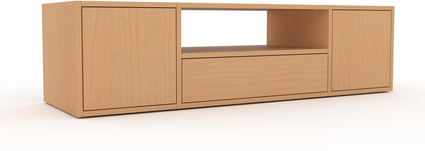 MYCS Meuble TV - Hêtre, design, meuble hifi, multimedia, avec porte Hêtre et tiroir Hêtre - 154 x 41 x 47 cm MYCS Meuble TV - Hêtre, design, meuble hifi, multimedia, avec porte Hêtre et tiroir Hêtre - 154 x 41 x 47 cm