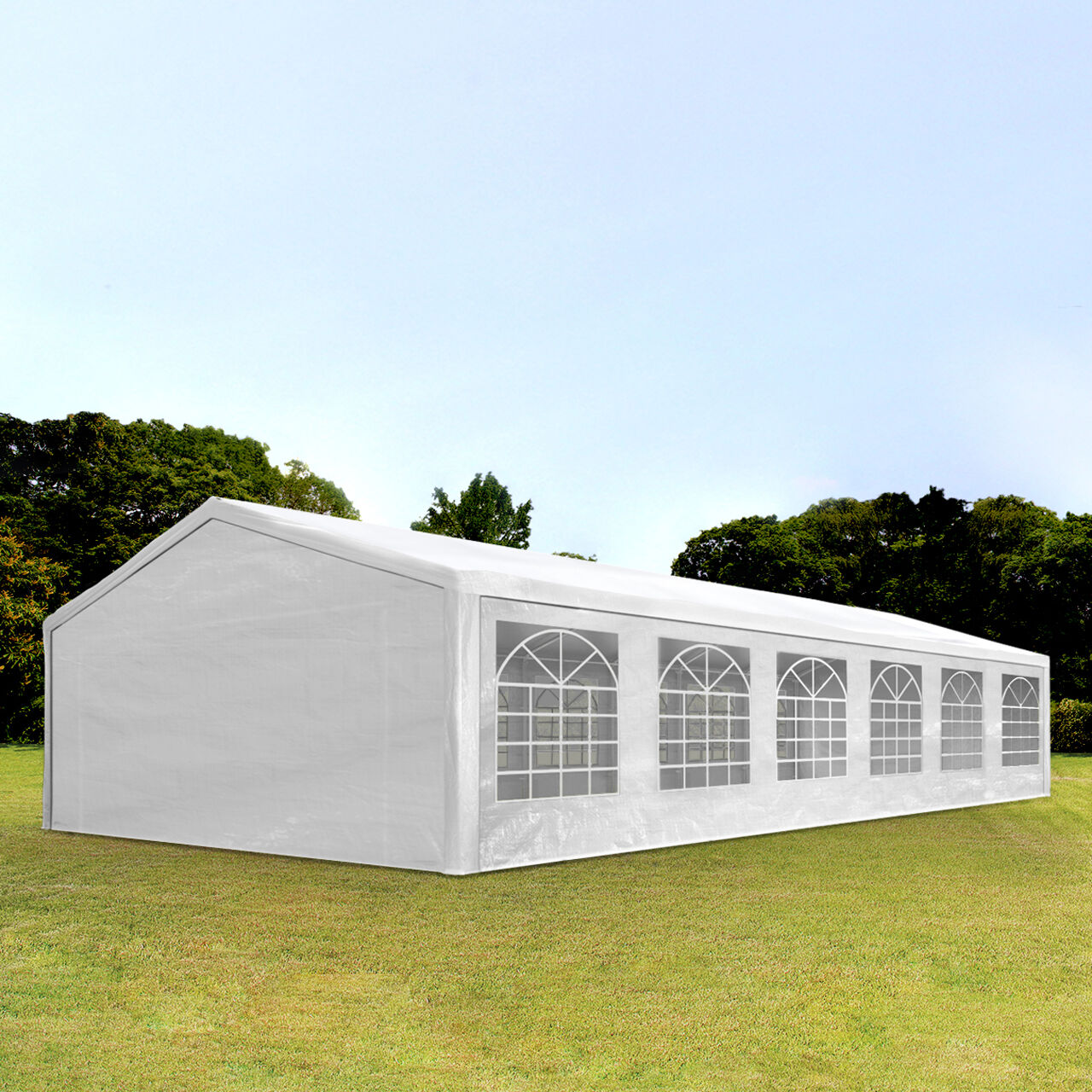 Intent24.fr Tente de réception 6x12m PE 180g/m² blanc imperméable barnum, chapiteau
