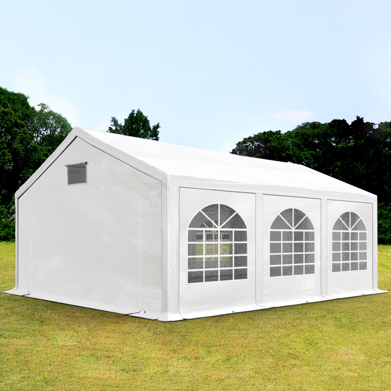 Intent24.fr Tente de réception 3x6m PE 300 g/m² blanc imperméable barnum, chapiteau Intent24.fr Tente de réception 3x6m PE 300 g/m² blanc imperméable barnum, chapiteau