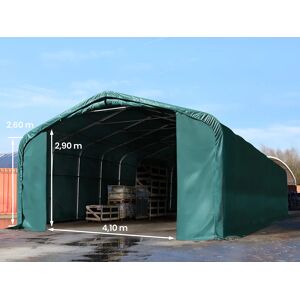 TOOLPORT 6x12 m hangar, porte 4,1x2,9 m, toile PRIMEtex 2300, anti-feu, vert fonce, sans statique - (49513)