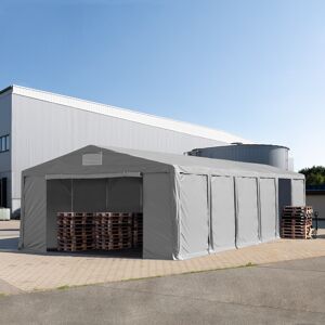 TOOLPORT 8x12 m tente de stockage, PVC 850, H. 3 m avec portes à fermeture éclair, gris, avec statique (type de sol : terre) gris imperméable hangar PVC TOOLPORT 93818 - Publicité