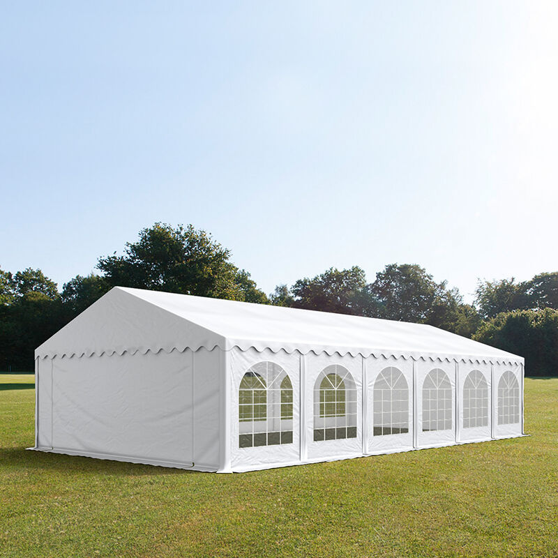 Intent24.fr Tente de réception 6x12m PVC 500 g/m² blanc imperméable barnum, chapiteau Intent24.fr Tente de réception 6x12m PVC 500 g/m² blanc imperméable barnum, chapiteau