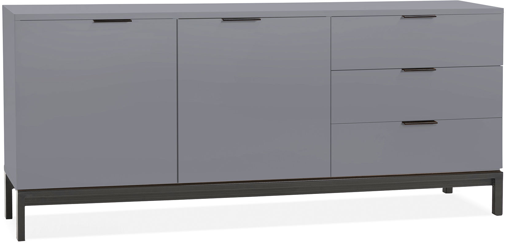 Buffet 2 portes et 3 tiroirs 160 cm en bois gris et métal Buffet 2 portes et 3 tiroirs 160 cm en bois gris et métal