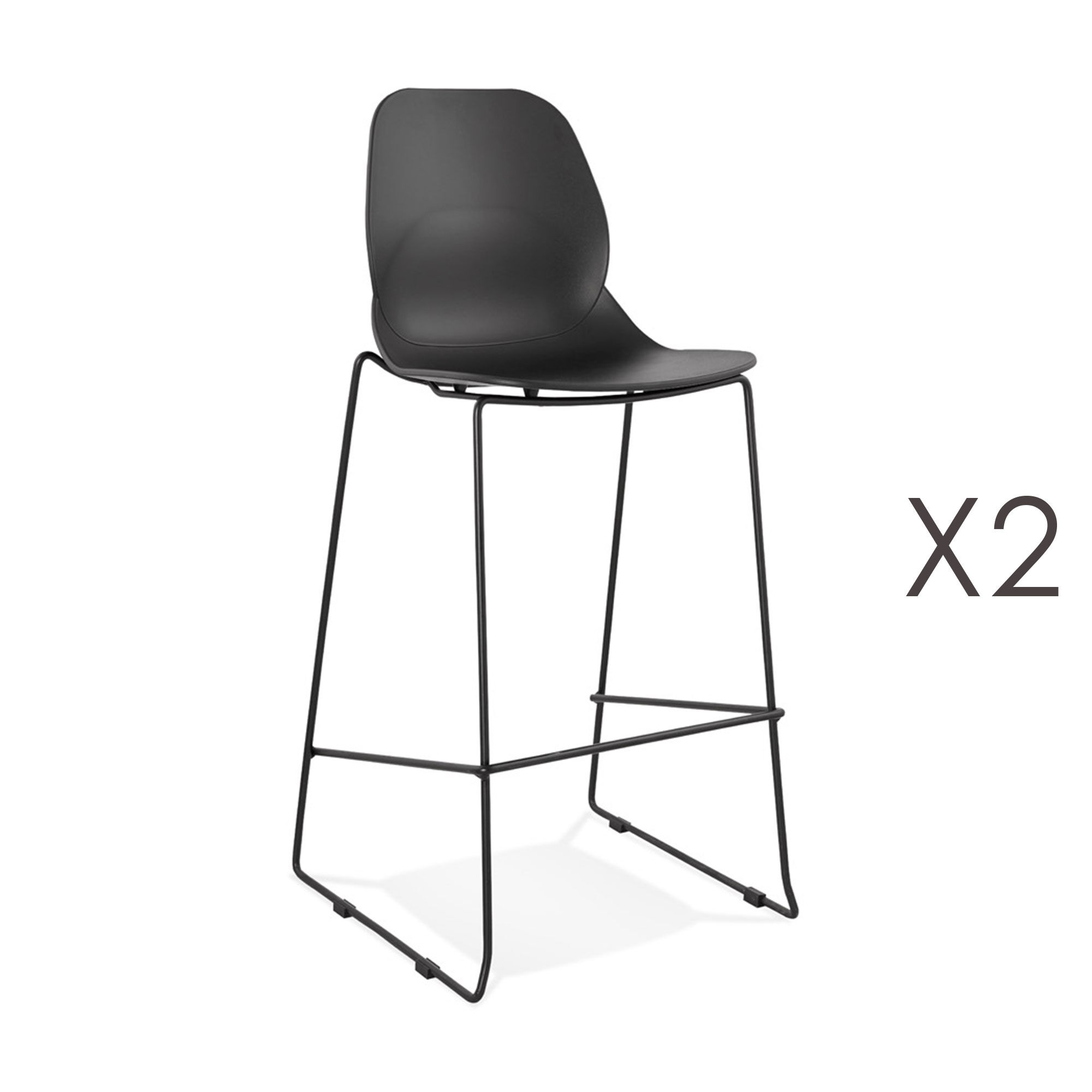 Lot de 2 chaises de bar 52x51,5x111 cm noires pieds noirs - LAYNA