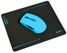 PORT Connect Souris optique sans fil Neon avec tapis - Bleu