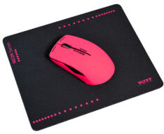 PORT Connect Souris optique sans fil Neon avec tapis - Rose fluo