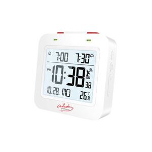 Infactory Réveil radio-piloté avec thermomètre et double alarme, blanc - Publicité