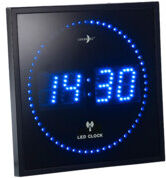 Lunartec Horloge digitale murale avec 60 LED - Radiopilotée - Bleu