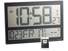 Infactory Horloge murale radio-pilotée avec thermomètre int./ext. XXL