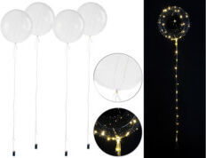 Infactory Pack de 4 ballons transparents Ø env. 20 cm avec guirlande à 40 LED -Blanc chaud