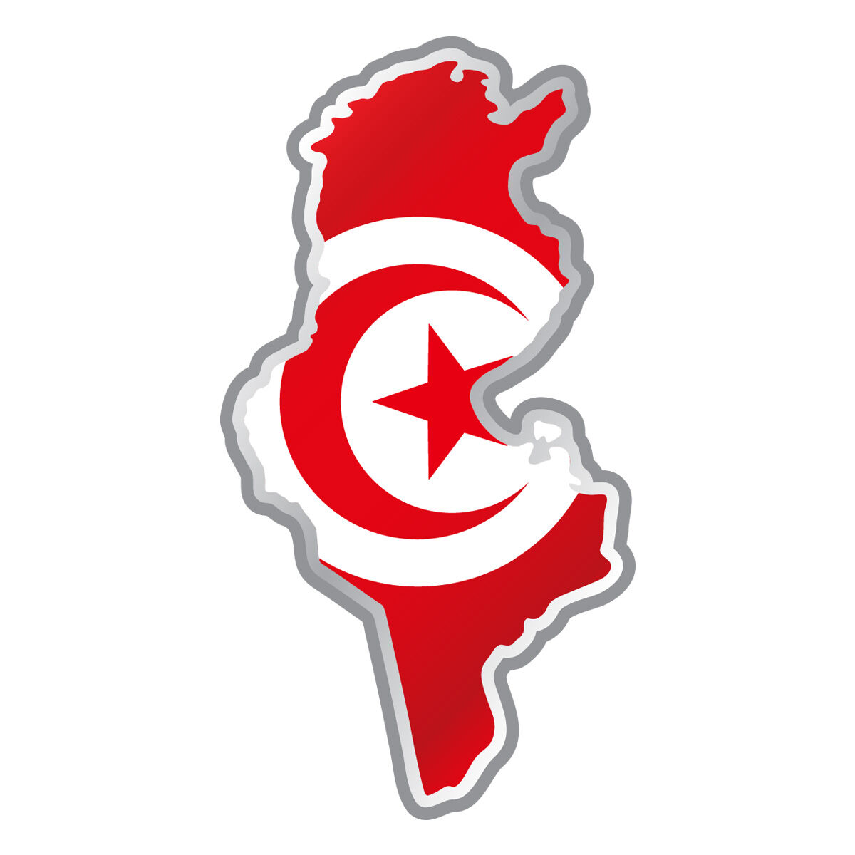Ambiance-sticker Sticker Drapeau tunisien à l'intérieur de la forme pays