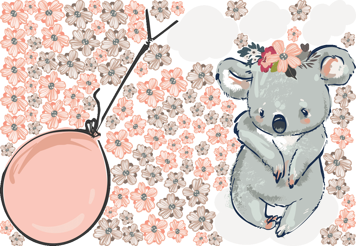 Ambiance-sticker Sticker koala envolé + 100 fleurs