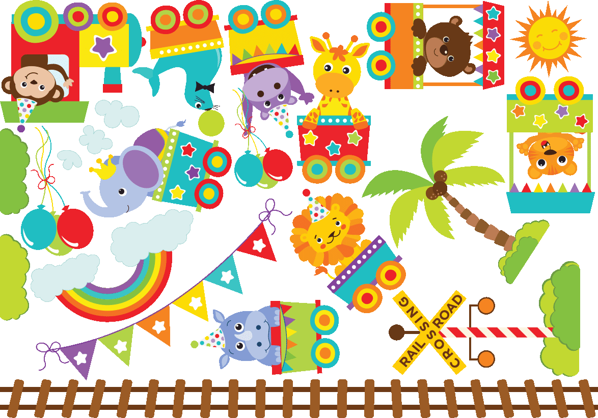 Ambiance-sticker Stickers enfant animaux dans le train