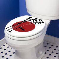 Ambiance-sticker Sticker abattant toilette drapeau Japonais et bambou