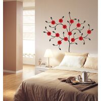 Ambiance-sticker Sticker Arbre fleurs gerbera rouges