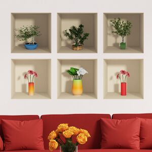 Ambiance-sticker Pack de 6 stickers 3D Les fleurs et les plantes