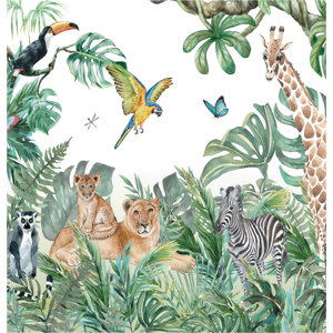 Ambiance-sticker Papier peint panoramique jungle préencollé animaux de la savane H 250 x L 240 cm