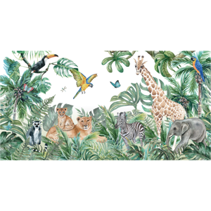 Ambiance-sticker Papier peint panoramique jungle préencollé animaux des tropiques H 250 x L 480 cm