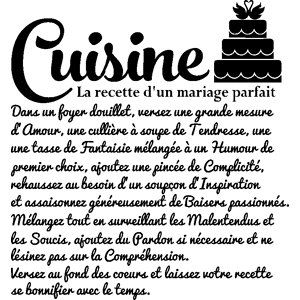 Ambiance-sticker Sticker citation La recette d'un mariage parfait