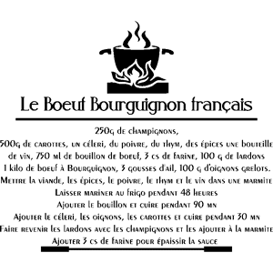 Ambiance-sticker Sticker citation recette Le boeuf Bourguignon français