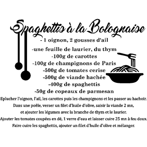 Ambiance-sticker Sticker citation recette Spaghettis à la bolognaise