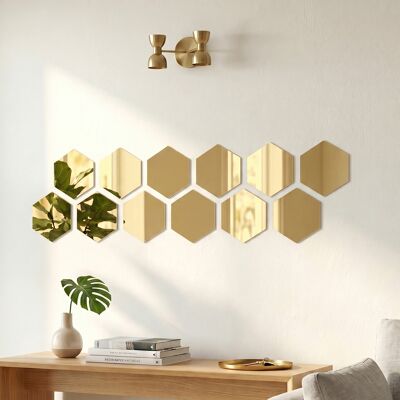 Ambiance-sticker 12 stickers miroirs hexagones or - 20x17cm - Publicité Ambiance-sticker 12 stickers miroirs hexagones or - 20x17cm - Publicité