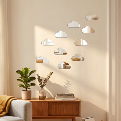 Ambiance-sticker Pack de 10 nuages en papier adhésifs 3D métal argentés - Publicité Ambiance-sticker Pack de 10 nuages en papier adhésifs 3D métal argentés - Publicité