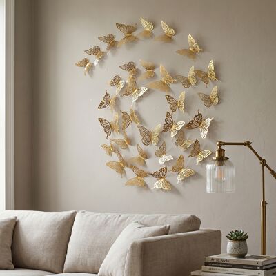 Ambiance-sticker Pack de 36 papillons en papier adhésifs 3D métal dorés - Publicité Ambiance-sticker Pack de 36 papillons en papier adhésifs 3D métal dorés - Publicité