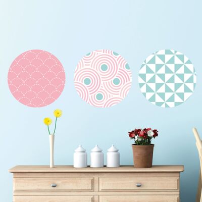 Ambiance-sticker Sticker 3 ronds décoratifs rose et bleu - Publicité Ambiance-sticker Sticker 3 ronds décoratifs rose et bleu - Publicité