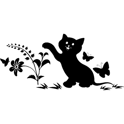 Ambiance-sticker Sticker chaton avec des papillons et fleurs - Publicité Ambiance-sticker Sticker chaton avec des papillons et fleurs - Publicité