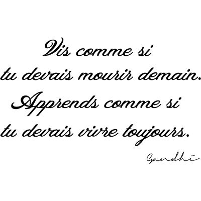 Ambiance-sticker Sticker citation Gandhi - vis et apprends - Publicité Ambiance-sticker Sticker citation Gandhi - vis et apprends - Publicité
