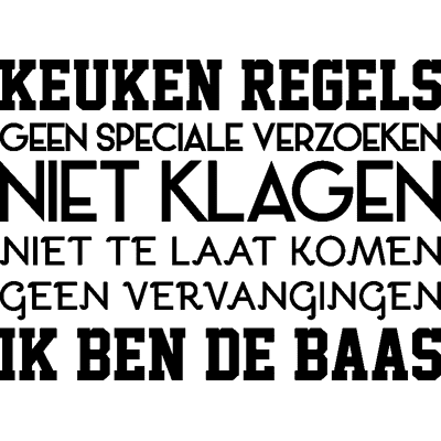 Ambiance-sticker Sticker citation keuken regels geen speciale verzoeken - Publicité Ambiance-sticker Sticker citation keuken regels geen speciale verzoeken - Publicité