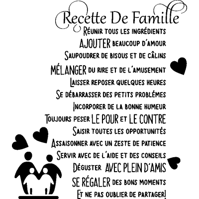 Ambiance-sticker Sticker citation Recette de famille - Publicité Ambiance-sticker Sticker citation Recette de famille - Publicité