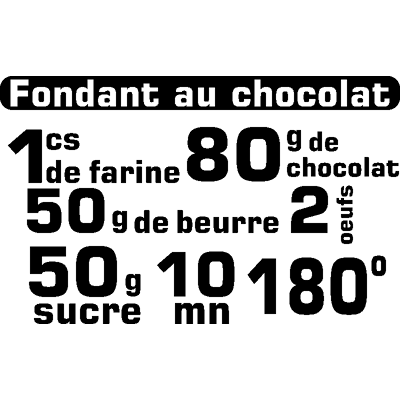 Ambiance-sticker Sticker citation recette Fondant au chocolat - Publicité Ambiance-sticker Sticker citation recette Fondant au chocolat - Publicité
