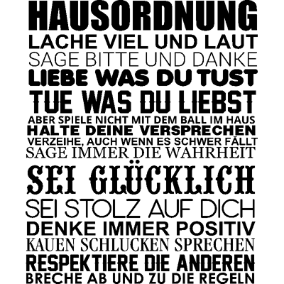 Ambiance-sticker Sticker Hausordnung lache viel und laut - Publicité Ambiance-sticker Sticker Hausordnung lache viel und laut - Publicité