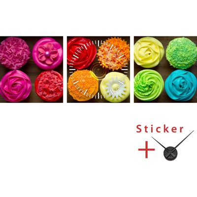 NC Sticker horloge Différents cupcake colorés - Publicité NC Sticker horloge Différents cupcake colorés - Publicité