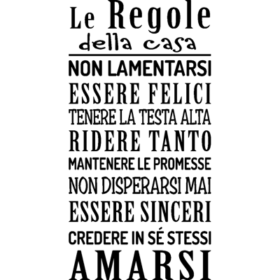 NC Sticker Le regole della casa - Publicité NC Sticker Le regole della casa - Publicité