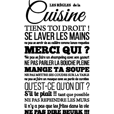 NC Sticker Les règles de la cuisine design - Publicité NC Sticker Les règles de la cuisine design - Publicité