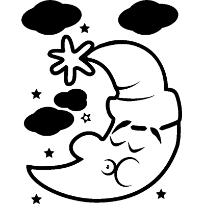 NC Sticker Lune qui dort, étoile et nuage - Publicité NC Sticker Lune qui dort, étoile et nuage - Publicité