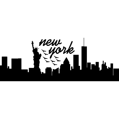 NC Sticker New York skyline et hirondelles - Publicité NC Sticker New York skyline et hirondelles - Publicité