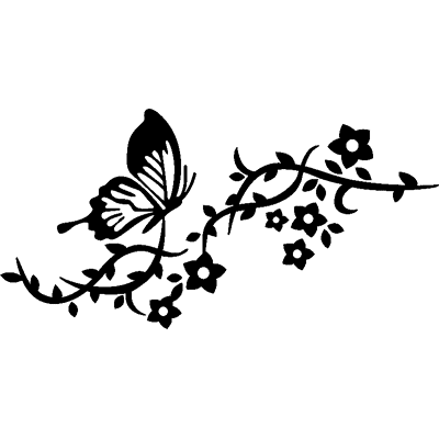 Ambiance-sticker Sticker papillon fleurs et feuilles - Publicité Ambiance-sticker Sticker papillon fleurs et feuilles - Publicité