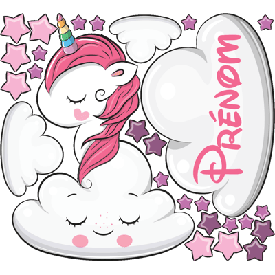 Ambiance-sticker Sticker personnalisable prénom licorne en nuage - Publicité Ambiance-sticker Sticker personnalisable prénom licorne en nuage - Publicité