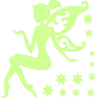 NC Sticker phosphorescent Fée assise avec les petites étoiles - Publicité NC Sticker phosphorescent Fée assise avec les petites étoiles - Publicité