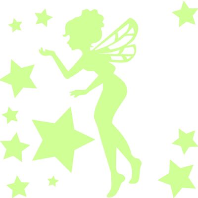 NC Sticker phosphorescent Fée debout avec les petites étoiles - Publicité NC Sticker phosphorescent Fée debout avec les petites étoiles - Publicité